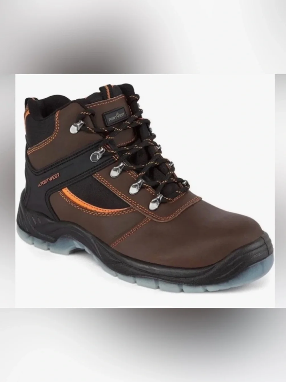 Portwest Steelite Mustang Brown Leather Slip Resistant Steel Toe Work Boot